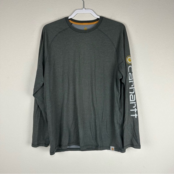 Carhartt Men’s Gray Relaxed Fit Long Sleeve Crew Neck Tee Shirt Size Large - Picture 1 of 5